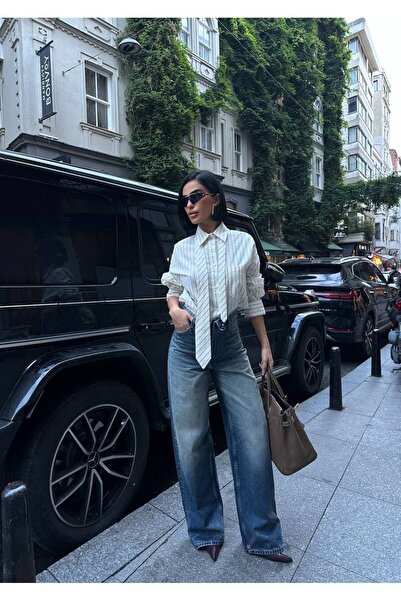 D'RECCY ЖЕНСКИ ВИНТАЖНИ ДЪНКИ С ВИСОКА ТАЛИЯ И ШИРОКИ КРАЧЕЦИ С КОЛАН