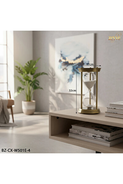 Hinora Eskitme Metal Şık Model Büyük Kum Saati 32x17cm