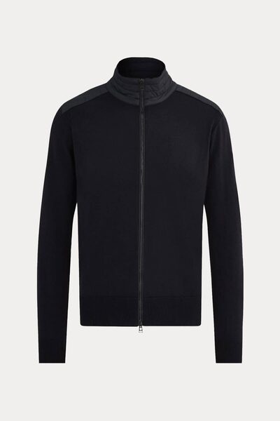 BELSTAFF Slim Fit Dik Yaka İnce Örgü Triko Ceket