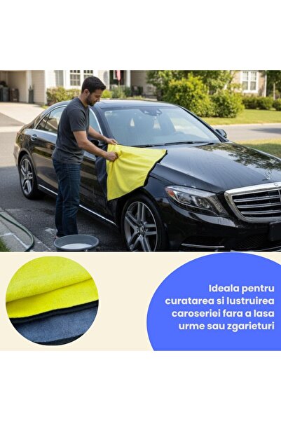OEM Large Microfiber Car Towel, Super-Absorbent, 90x60 cm, Yellow-Grey