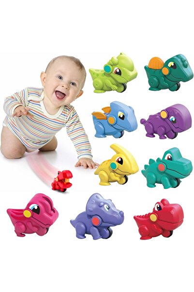 Hibobi Premium 9 قطع من سيارات الديناصورات القابلة للسحب للخلف - مركبات جيب صغيرة