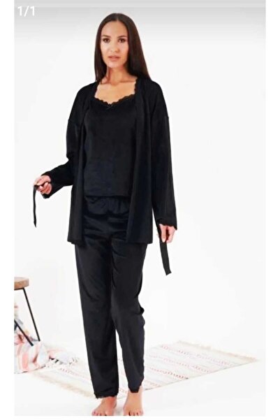 Estiva 3-Piece Velvet Pajama Set with Robe