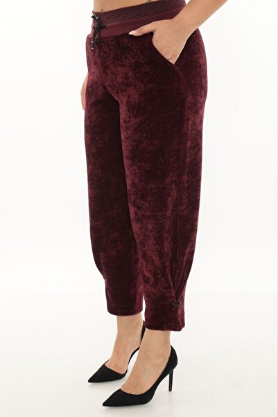 ZANESSI Plus Size Corded Fabric Velvet Mom Elastic High Waist Women's Pants