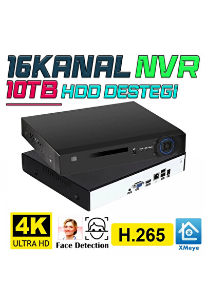 J-TECH 4K 16 Kanal Network Video 8MP 10TB XMeye NVR IP Kamera Güvenlik Kayıt ...