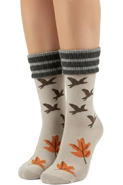 BENİSA ÇORAP Women's Towel Cotton Winter Socks Multi-Colored 4-Pack