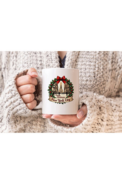 MODA 2026 New Year Christmas Themed Printed Gift Porcelain Mug Cup