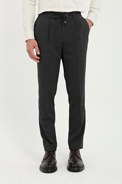 Dufy Siyah Armür Slim Fit Erkek Pantolon