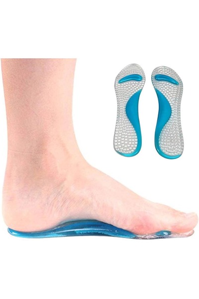 Generic نعل داخلي جل للأحذية، دعم قوس القدم، أزرق شفاف، مضاد للانزلاق، وسادة راحة للقدم