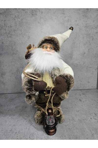 IRILIS Decorative Santa Claus 30 cm – Rustic Christmas Ornament with Lamp, Festive Figurine
