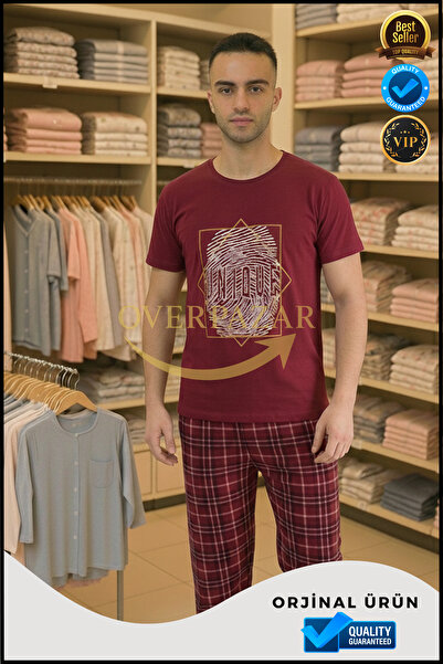 Overbazaar Men's Short Sleeve Premium Modal Pajama Set – Soft Texture, Breathable, Stylish Comfort