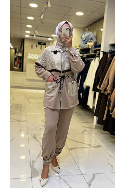 Vosse Moda İlgi Vizon Garni Ve Tüvid Detaylı Eşofman Takım