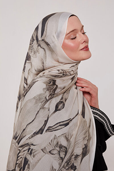 LuvenSara Μεταξωτό σάλι με μεγάλα λουλούδια