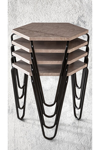 Veys Sehpa SİYAH AYAKLI - STATİK 4 LÜ PİRAMİT ZİGON SEHPA - oksit