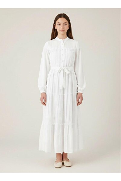 Asortix Дълга скромна рокля за момичета - с подплата - свободна кройка и лека - ELB-0049-4979