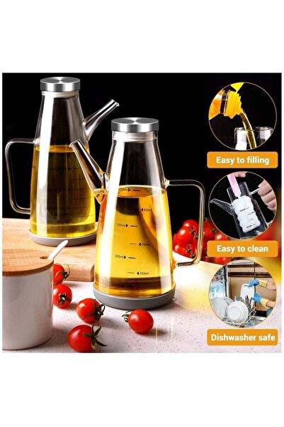 Generic Large High Borosilicate Glass Oil Bottle for Cooking, 25 fl oz (750ml) No-Drip Dispenser