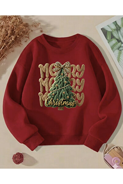 Touz Moda Christmas Design 3 Thread Thick Young Crew Neck Sweatshirt