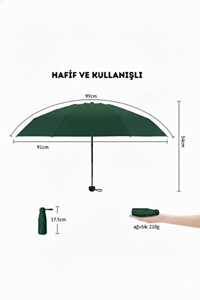 Grandmix Mini Katlanır Şemsiye Su Geçirmez UV Korumalı Rüzgar Geçirmez Şemsiye