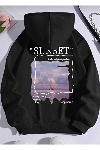 Hunors Sportswear & Company سويت شيرت سونت مطبوع موديل يونيسكس قطن بغطاء رأس