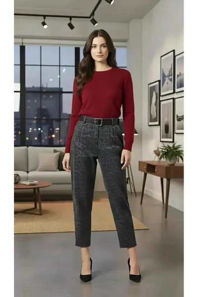 Sierra otantik Belted Leopard Laser Printed Trousers
