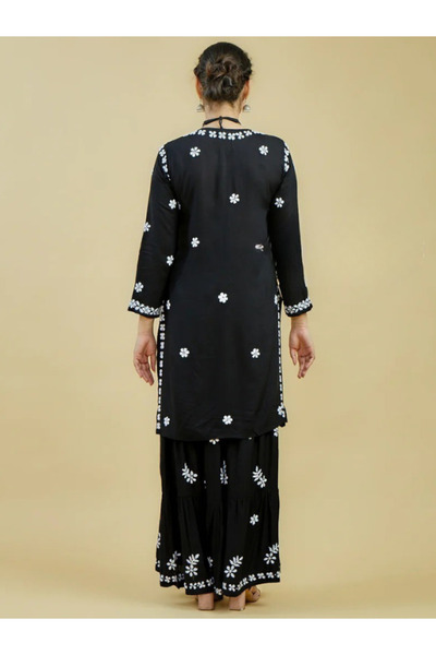 MYSMAR Black Rayon Kameez Salwar - FFT2133 | Black