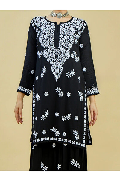 MYSMAR Black Rayon Kameez Salwar - FFT2133 | Black
