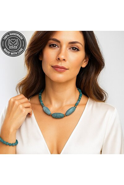 Asteria Elite Green Agate Evil Eye Protection and Balance Energy Necklace Bracelet Set