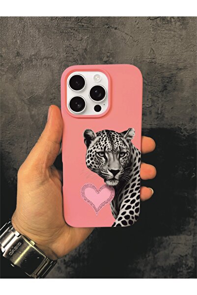 ALYACEPSTORE CASE حافظة آيفون 16 برو المتوافقة بنمط الفهد باللون الوردي