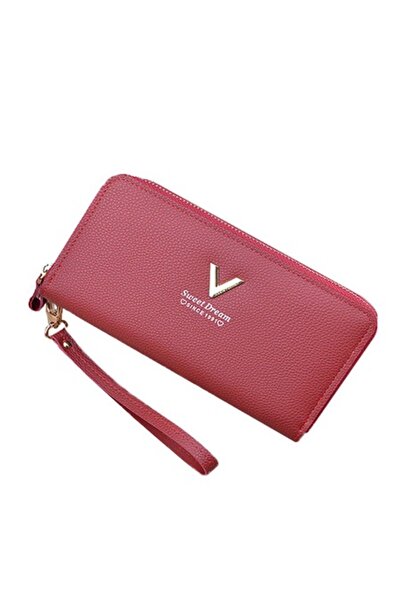 OEM Portofel de damă, piele ecologică, două fermoare, 18 compartimente, curea...