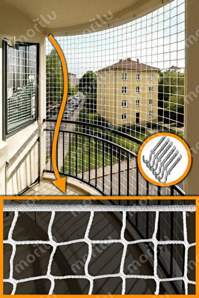 Morilu Güvenlik Perdesi - 5 cm Göz 4 mm İp - Balkon Güvenlik Filesi Merdiven ...