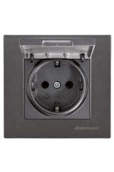 Mutlusan Rita Mek Tuş Kapaklı Topraklı Priz Antrasit