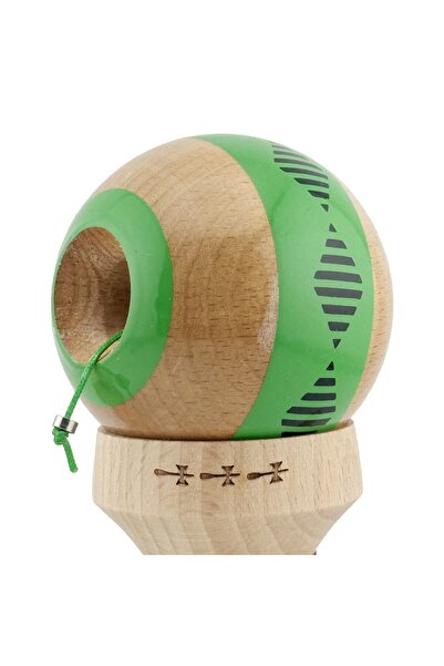 OEM Kendama originala profesionala lemn, cupe mari King Size V3, super sticky, 18 cm, verde/maro