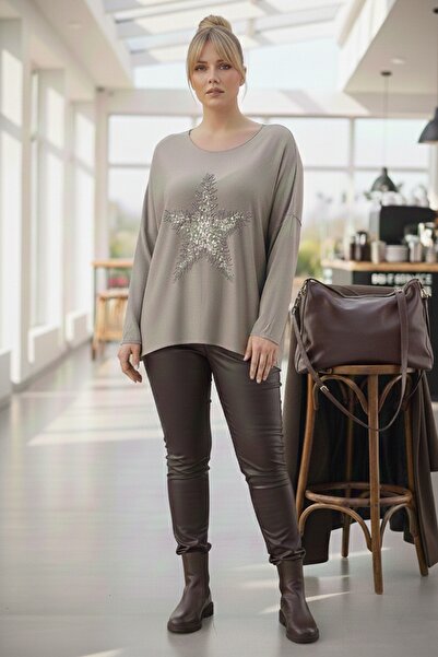 Chiccy Ιταλική μπλούζα με μακρύ μανίκι με απλικέ αστέρια, μαλακό πλεκτό πουλόβερ 72 65