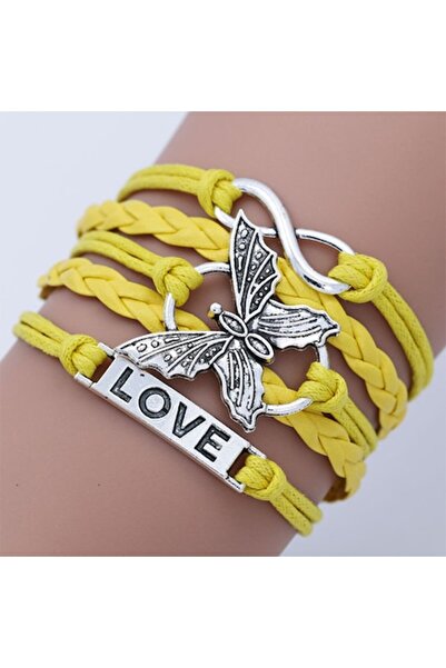 OEM Brățară de damă din piele ecologică cu pandantiv fluture și dragoste, înc...