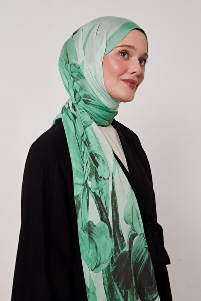 LuvenSara Şal mare de mătase cu modele florale