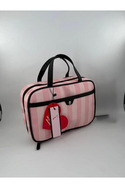 gül sezgin butik منظم حقائب مكياج ومستحضرات تجميل نسائي أبيض مخطط من البامبو