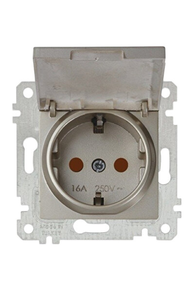 Mutlusan Kapaklı Topraklı Priz Çocuk Korumalı Rita Metalik Titanyum 2200 611 ...