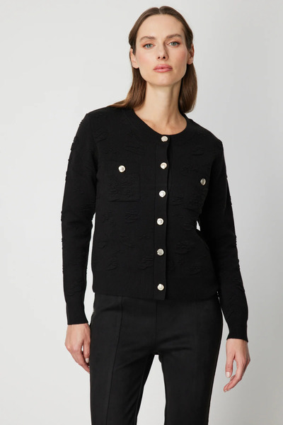 ON TRİKO Embossed Crew Neck Cardigan 6693-26K