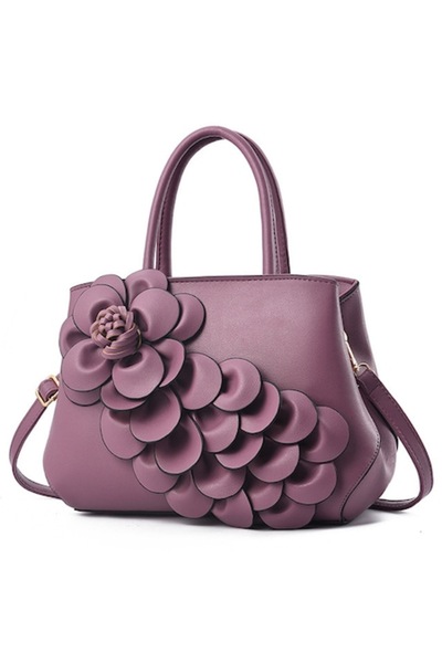 OEM Geantă de damă cu floare, curea de umăr, două mânere, 7 compartimente, pi...