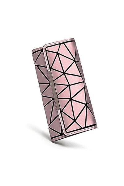 OEM Portofel de damă, piele, imprimeu geometric, închidere cu capsă, 14 compa...