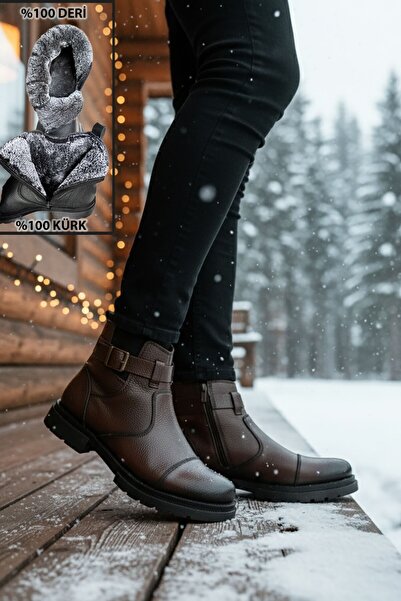 BIG KING Genuine Leather Men's Boots with Fur Inside and Zipper