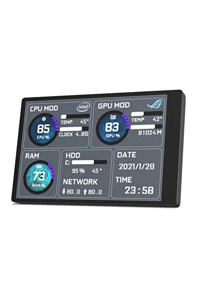 OEM Ecran 3,5 Inch Turing Smart Screen pentru PC , LCD IPS , Aluminiu, Dock , NEGRU