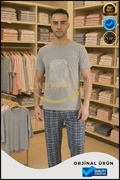 Overbazaar Ανδρικό κοντομάνικο σετ πιτζάμες Premium Modal – Μαλακή υφή, αναπνεύσιμο, κομψή άνεση