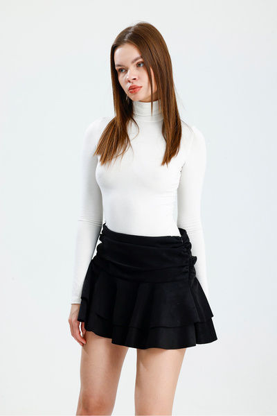 Sensis Süet Astar Şortlu Mini Etek