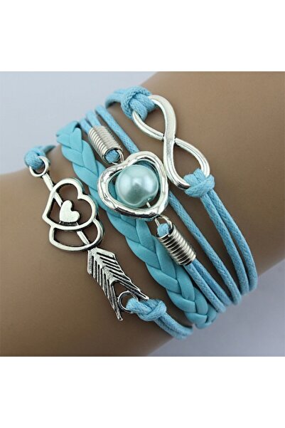 OEM Γυναικείο δερμάτινο βραχιόλι με μενταγιόν σε σχήμα καρδιάς και άπειρου, ρ...