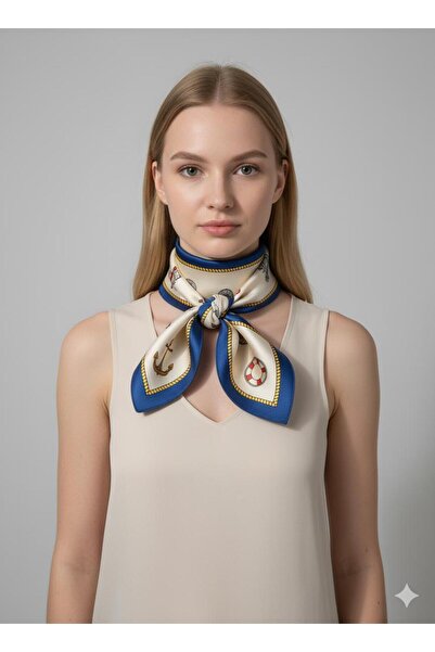 sema aksesuar Marine Patterned Long Scarf - Sailboat, Anchor, Floral Pattern - Gift