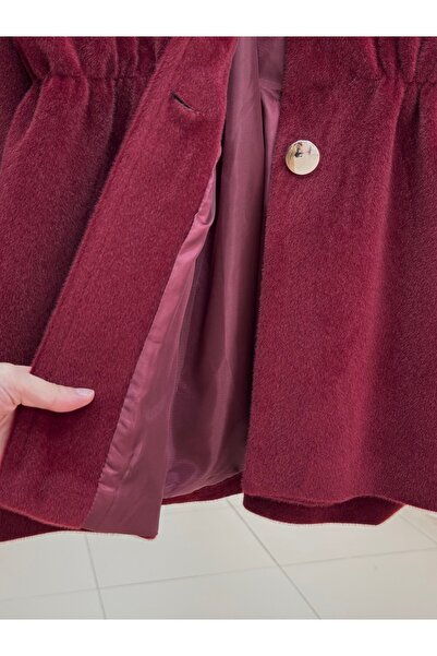 MİHRA STORE Fatiana Beli Sıkmalı Fox Ceket-Bn4549 Bordo