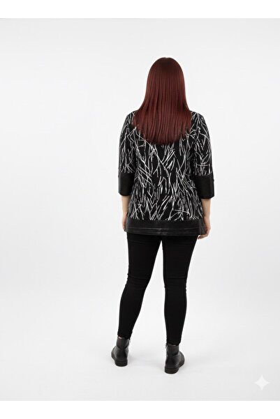 Orly More Patterned and Pieced Plus Size Viscose Long Sleeve Mother Blouse