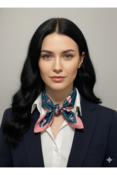 sema aksesuar New Year's Themed Scarf with Snowflakes and Flamingo Patterns - Bandana - Gift