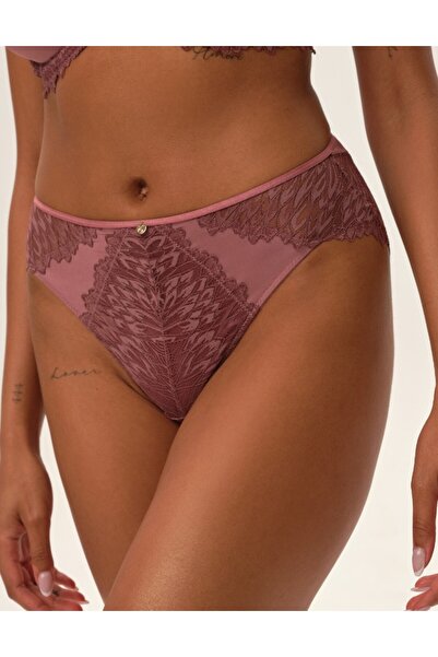 ESOTIQ Chiloți eleganți pentru femei cu talie înaltă, cu detalii florale din dantelă și pandantiv | Ofiel