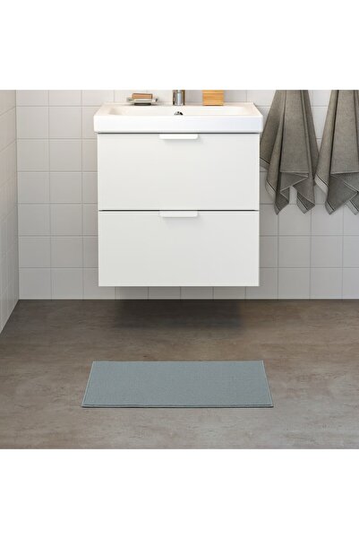 EliteEco IKEA Fıntsen Bath Mat Water Absorbent Non-Slip Base Ablution Mat Square 40x60cm Grey